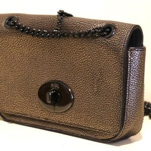 COACH METALLIC ARMY GREEN/GOLD EVENING BAG